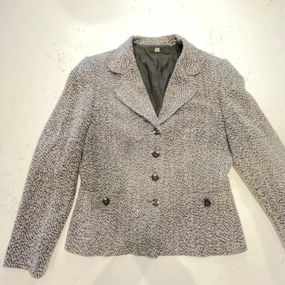 ARMI Size 8 Roxi Blazer Wool Blend Tweed Button Up Coat Jacket - Picture 13 of 13